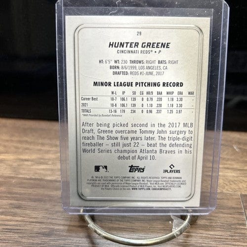 Hunter Greene Rookie 2022 Bowman Platinum Ice Foil Parallel Cincinnat