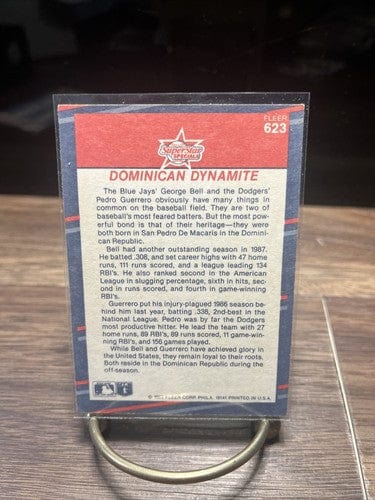 1988 Fleer George Bell/Pedro Guerrero #623 Jays Dodgers +Guerro #514 2