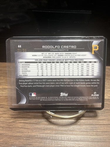 2022 Topps Chrome Black Rodolfo Castro Green Refractor 21/99 RC PIRATE