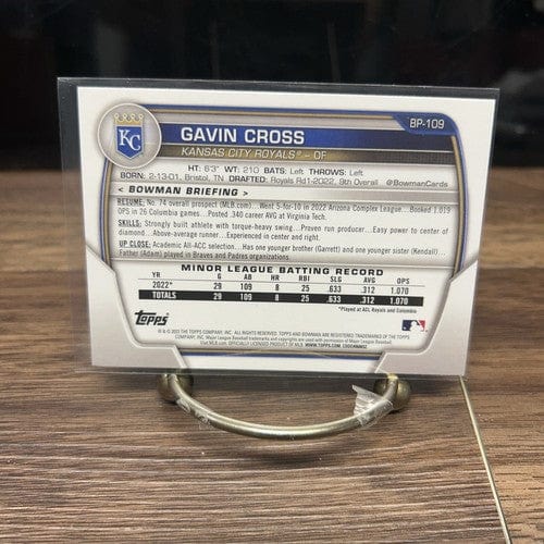 Gavin Cross Prospect Rookie Card 2023 Bowman Base #BP-109 Kansas City