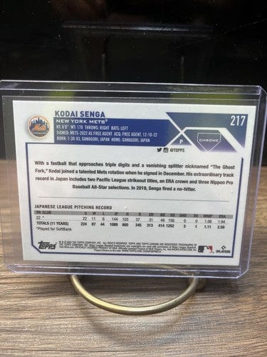 Kodai Senga (RC) 2023 Topps Chrome Rookie Baseball Card #217 New York