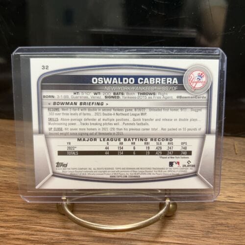 Oswaldo Cabrera - 2023 Bowman Baseball RC #32 Rookie Card New York Yan