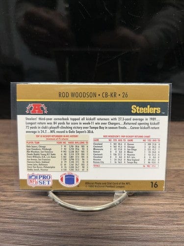 ROD WOODSON 1990 NFL PRO SET 89' Kickoff Return Leader Pittsburgh Ste
