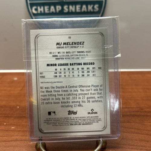 MJ Melendez 2022 Bowman Platinum Ice Foil Parallel Rookie #85. K.C.