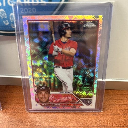 Matt Olson 2023 Topps Chrome Purple Logofractor Lot(2) /250 + Base Log