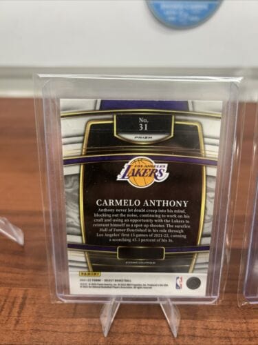 Carmelo Anthony 2021-22 Panini Select #31 Tri Color Prizms Lakers+ Bon