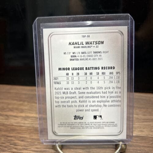 2022 Bowman Platinum #TOP-98 Kahlil Watson Top Prospects Ice Foilboard