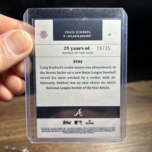 2022 Topps 75th Anniv Of The ROY Craig Kimbrel Braves #14 Blue Sapphir