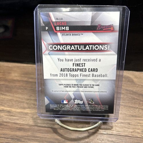 2018 Topps Finest Auto Green Refractor #66/99 Lucas Sims #FA-LSI Brave