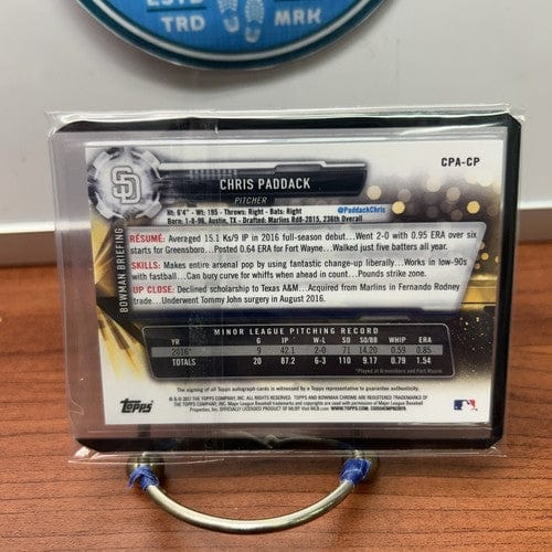 2017 Bowman Chrome Prospect Auto #CPA-CP Chris Paddack (AU, RC) Twins,