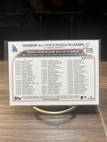 2022 Topps Update Clayton Kershaw Strikeout Leader #US309 Los Angeles