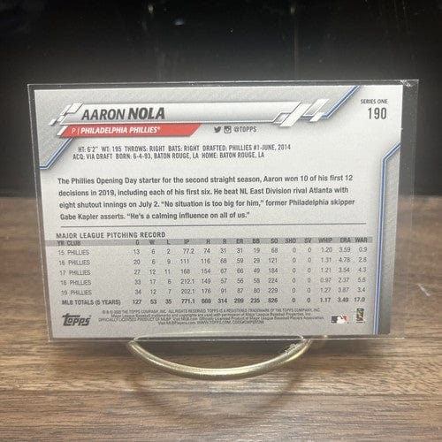 2020 Topps Series One Aaron Nola #190 Philadelphia Phillies Base Card