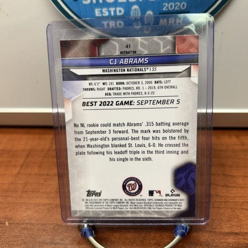 CJ Abrams 2023 Bowman's Best Sliver Refractor Card #41 Washington Nati