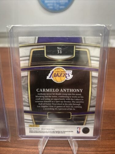 Carmelo Anthony 2021-22 Panini Select #31 Blue Shimmer Prizm Lakers +