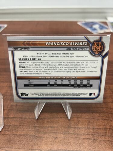 Francisco Alvarez 2022 Bowman Prospect BP-53 New York Mets
