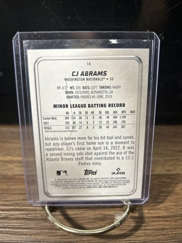 2022 Bowman Platinum CJ Abrams Rookie Card #14 Washington Nationals-SS