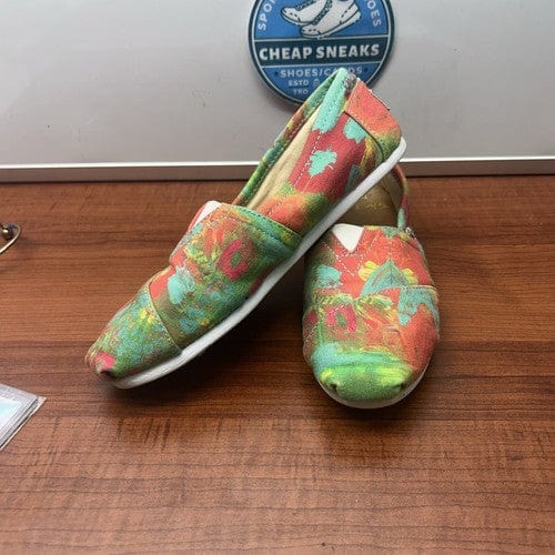 Toms Tyler Ramsey Flats Slip On Shoes Wmn (6.5)Limted Grn Orng Canvas