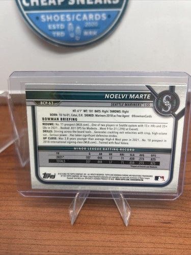 2022 Bowman Chrome Prospects Noelvi Marte #BCP-63 Rookie RC Seattle Ma