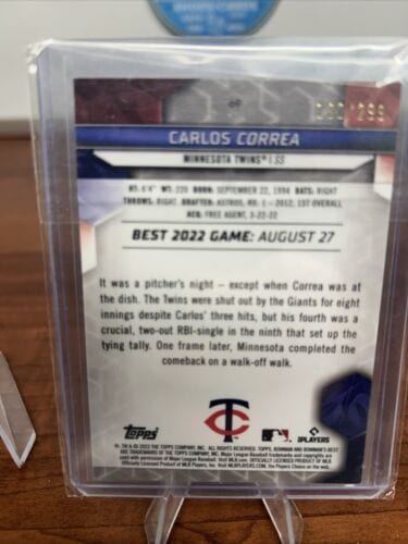 2023 Bowman’s Best Carlos Correa Mini-Diamond Refractor #’d /299 T
