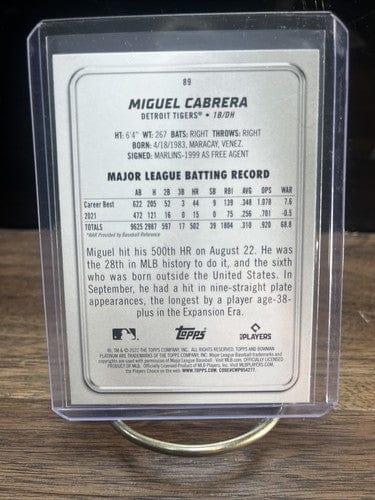 Miguel Cabrera 2022 Bowman Platinum Ice Foil Parallel #89 Detroit Tige