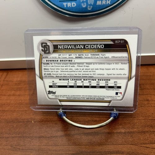 Nerwilian Cedeno 2023 1st Bowman Chrome Prospect #BCP-81 San Diego Pa