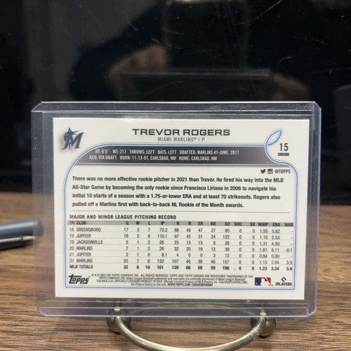 Trevor Rodgers2022 Topps Chrome Miami Marlins Baseball Card#15