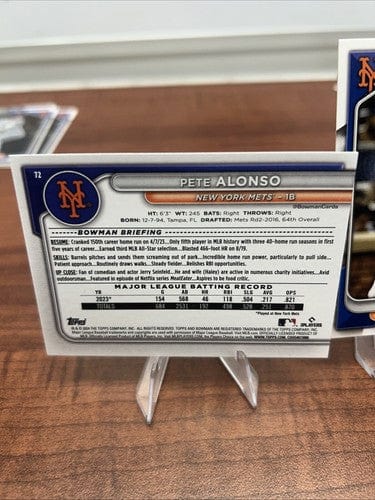 Pete Alonso 2024 Bowman #72 New York Mets+ Bonus Card