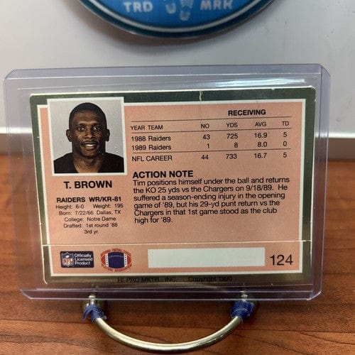 1990 Action Packed Tim Brown #124 FOOTBALL Los Angeles Raiders HOF