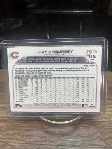 2022 Topps Chrome Trey Amburgey Orange Refractor Rookie Auto RC #20/25