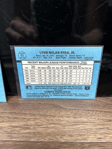 Nolan Ryan HOF Houston Astros Lot (2) 1988 Donruss Baseball Card #61