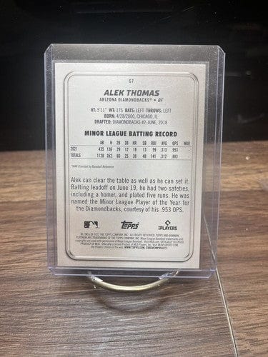 2022 Bowman Platinum Ice Foil Baseball #67 Alek Thomas RC Arizona Diam