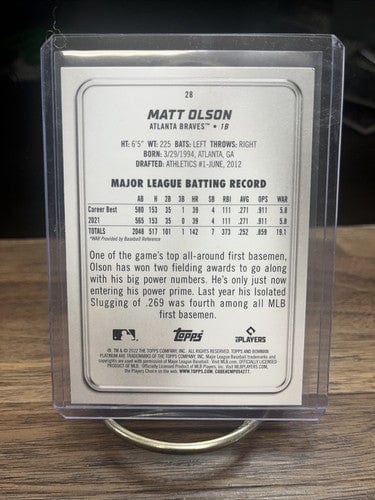 2022 Bowman Platinum Baseball # 28 Matt Olson
