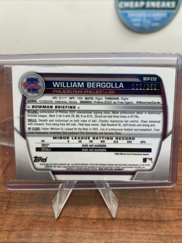 William Bergolla 2023 Bowman Chrome Purple Shimmer Refractor 111/250 #