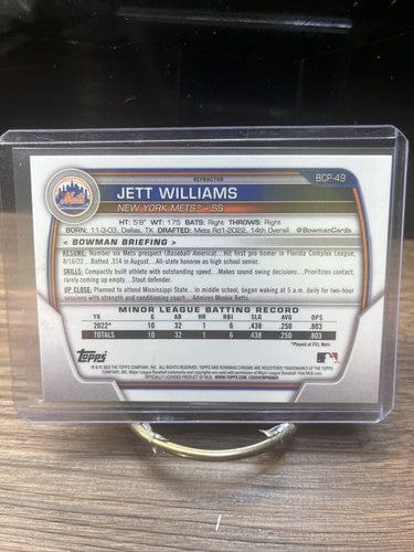 Jett Williams 2023Bowman Chrome Prpospects Lunar Glow Refractor BCP-49