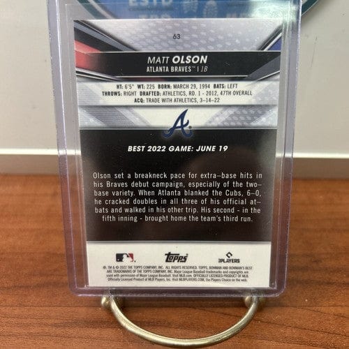 Matt Olson - 2022 Bowman's Best Refractor #63 Atlanta Braves