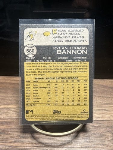 Rylan Bannon 2022 Topps Heritage Rookie Baseball Card #580 Baltimore