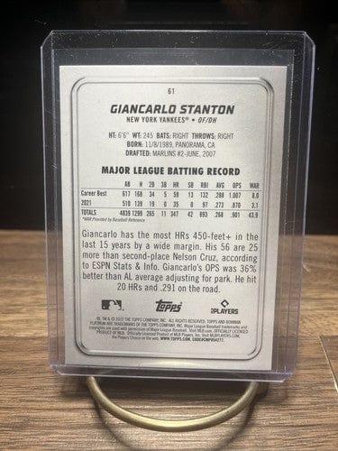 Giancarlo Stanton 2022 Bowman Platinum Baseball Card #61 New York Yank