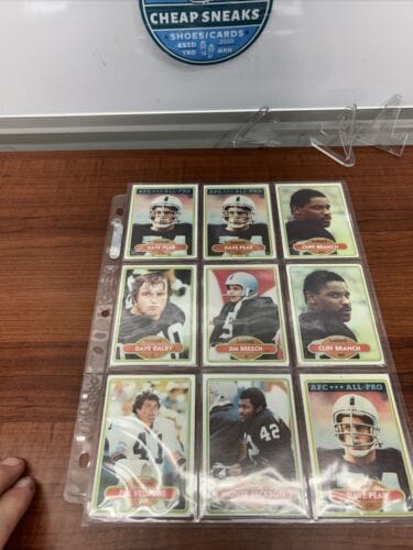 Oakland Raiders 9 Card NFL Lot 1980 Topps Football EX Dave Pear, Clif