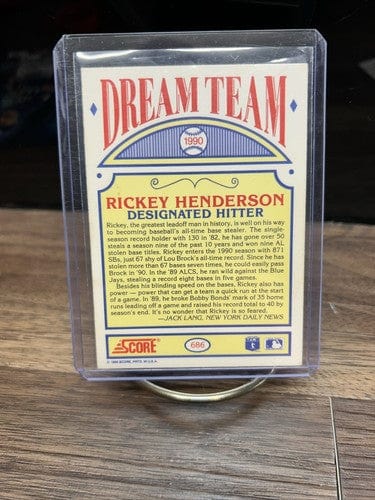Rare Rickey Henderson Score Dream Team 1990 Card #686 Oakland Athletic