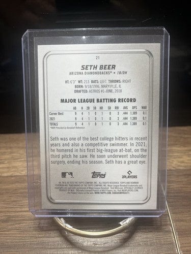 Seth Beer (RC) 2022 Bowman Platinum Rookie Baseball Card #21 Diamondb