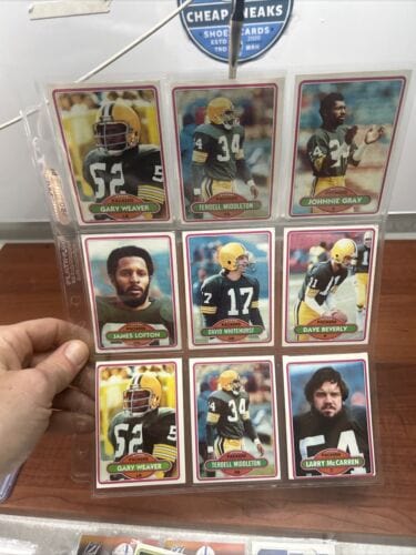 Green Bay Packer 9 Card NFL Lot 1980 Topps Football EX Whitehurst,Lof