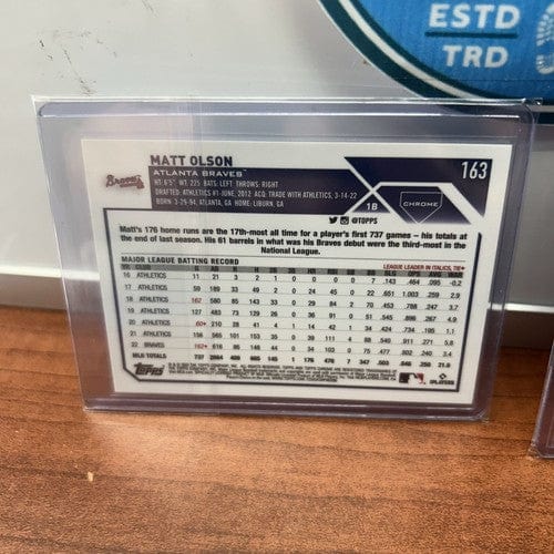 Matt Olson 2023 Topps Chrome Purple Logofractor Lot(2) /250 + Base Log