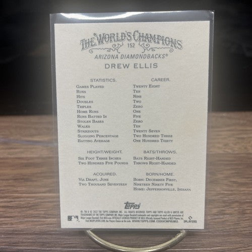 2022 Topps Allen & Ginter Baseball Base #152 DREW ELLIS RC Rookie