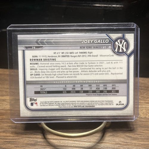 2022 Bowman Chrome JOEY GALLO #79 New York Yankees