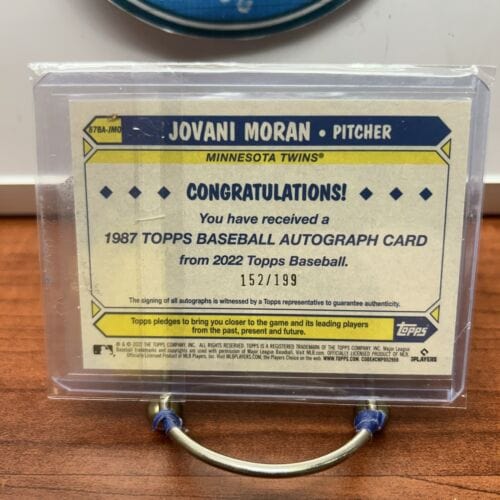 Jovani Moran 2022 Topps Update 1987 Rookie Auto Gray 87BA-JMO 152/199