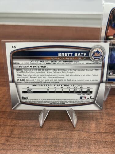2023 Bowman Baseball Brett Baty Rookie Card #80 New York Mets