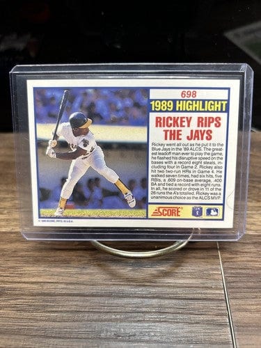 1990 Score Rickey Henderson 1989 Highlight #698 Rickey Rips The Jays