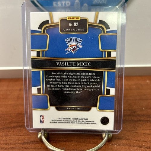 2023-24 Panini Select #92 Vasilije Micic RC Blue Concourse Oklahoma Ci