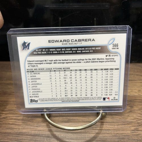 2022 Topps Baseball Update Series Rookie Debut Edward Cabrera RC Base