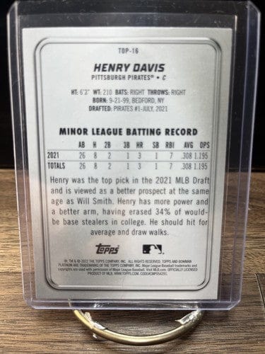 2022 Bowman Platinum TOP PROSPECT Henry Davis Ice Foilboard Parallel #